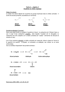Partie 6 - chapitre 2 Oxydation en chimie organique Classe d`un