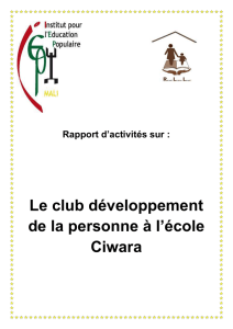 Rapport d`activités sur : Le club développement de la personne à l