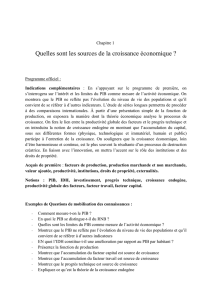 Chapitre 1 Quelles sont les sources de la croissance &eacute;conomique