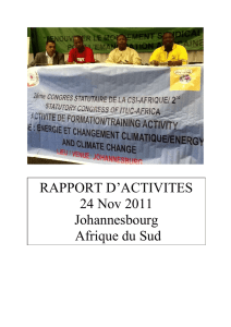 RAPPORT D`ACTIVITES 24 Nov 2011 Johannesbourg Afrique du