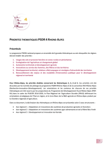 Priorités thématiques PSDR 4 Rhône-Alpes Préambule
