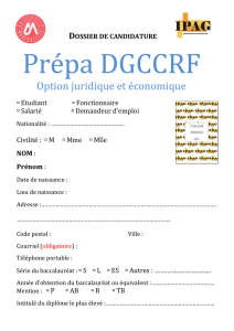 Dossier de candidature DGCCRF option juridique et