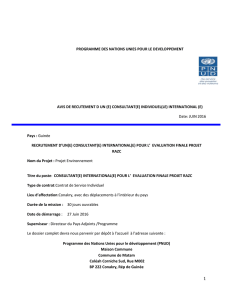 terme de references - UNDP | Procurement Notices