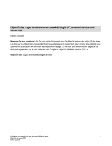Objectifs de stage 2016 - Département d`anesthésiologie de l
