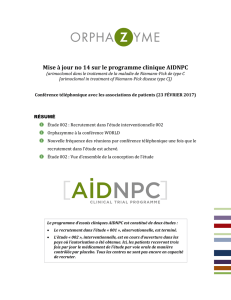 Mise à jour no 14 sur le programme clinique AIDNPC