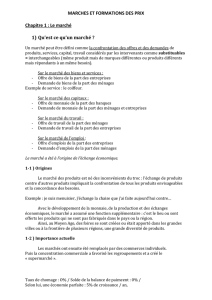 MARCHES ET FORMATIONS DES PRIX Chapitre 1 : Le
