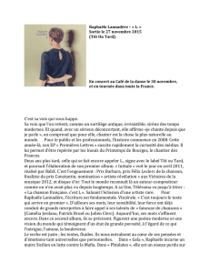 Raphaële Lannadère – « L. » Sortie le 27 novembre 2015 (Tôt Ou