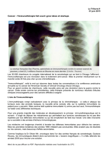 La Tribune.fr 01 juin 2015 Cancer : l`immunothérapie fait courir gros