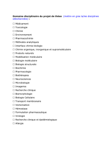 Domaine disciplinaire du projet de thèse (mettre en gras la/les