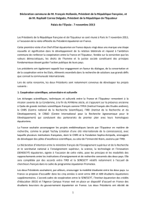 Déclaration commune de M. François Hollande, Président de la