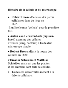 Histoire de la cellule et du microscope Robert Hooke