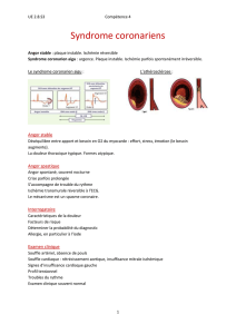 UE 2.8.S3 Compétence 4 Syndrome coronariens Angor stable