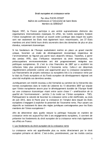 Droit européen et croissance verte Par Alice FUCHS