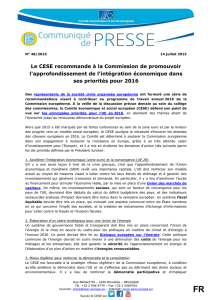 CP - Contribution du CESE au programme de travail 2016 de la CE