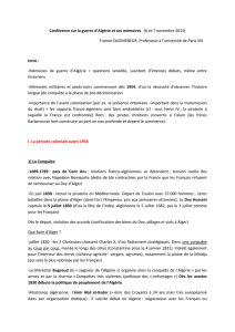 Conférence sur la guerre d`Algérie et ses mémoires (6 et 7