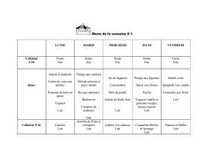 Menu de la semaine # 1