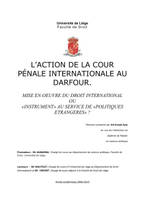 l*action de la cour pénale internationale au darfour. une action en