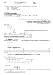 T ES Interrogation Mathématiques NOM : Lundi 19/01/15 PRENOM