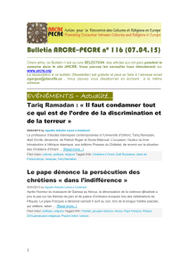 Bulletin ARCRE–PECRE nº 116 (07.04.15)