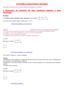 I) Résolution de systèmes de deux équations linéaires à deux