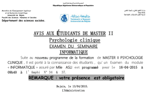 AVIS AUX ÉTUDIANTS DE MASTER II Psychologie - E