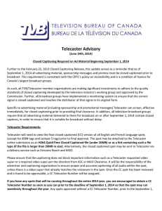Telecaster Advisory - Television Bureau of Canada