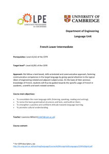 Department of Engineering Language Unit French Lower Intermediate