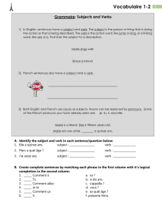 Vocabulaire 1-2 Grammaire: Subjects and Verbs