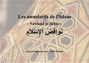 Les annulatifs de l`islam « Nawāqid ul Islām