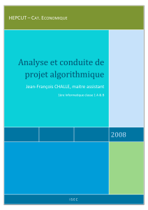 Analyse et conduite de projet algorithmique