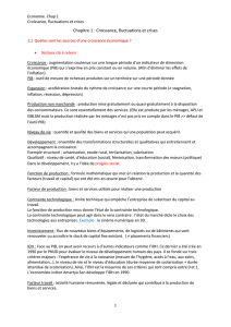 Economie. Chap 1 Croissance, fluctuations et crises Chapitre 1