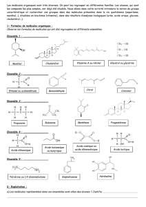 Les molécules organiques sont très diverses. On peut les regrouper