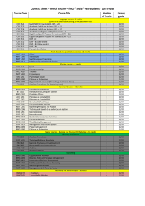 Contract Sheet – French section – for 2nd and 3rd year students