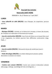Descriptif des activités Maternelle Saint Pierre