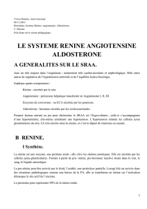 Biochimie, Système Rénine- angiotensine- Aldostérone