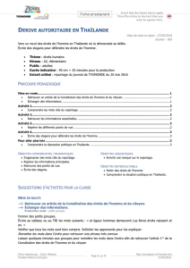 Comprendre la situation politique en Tha&iuml;lande.Suggestions d