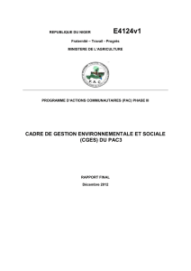 Le Cadre de Gestion Environnementale et Sociale (CGES) ainsi que