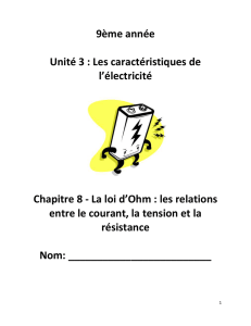 Les caractéristiques de l`électricité Chapitre 8 - La