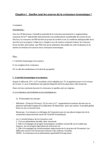 Chapitre I Quelles sont les sources de la croissance