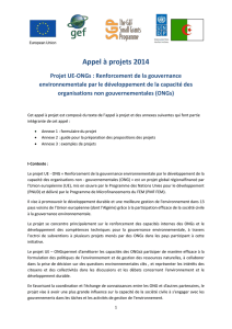 Appel à projets 2014 Projet UE-ONGs
