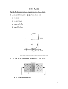 QCM TLAD1 Partie A: Caractéristique et polarisation d`une diode La