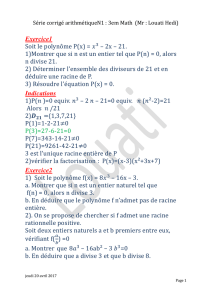 Série corrigé arithmétiqueN1 : 3em Math (Mr : Louati Hedi)