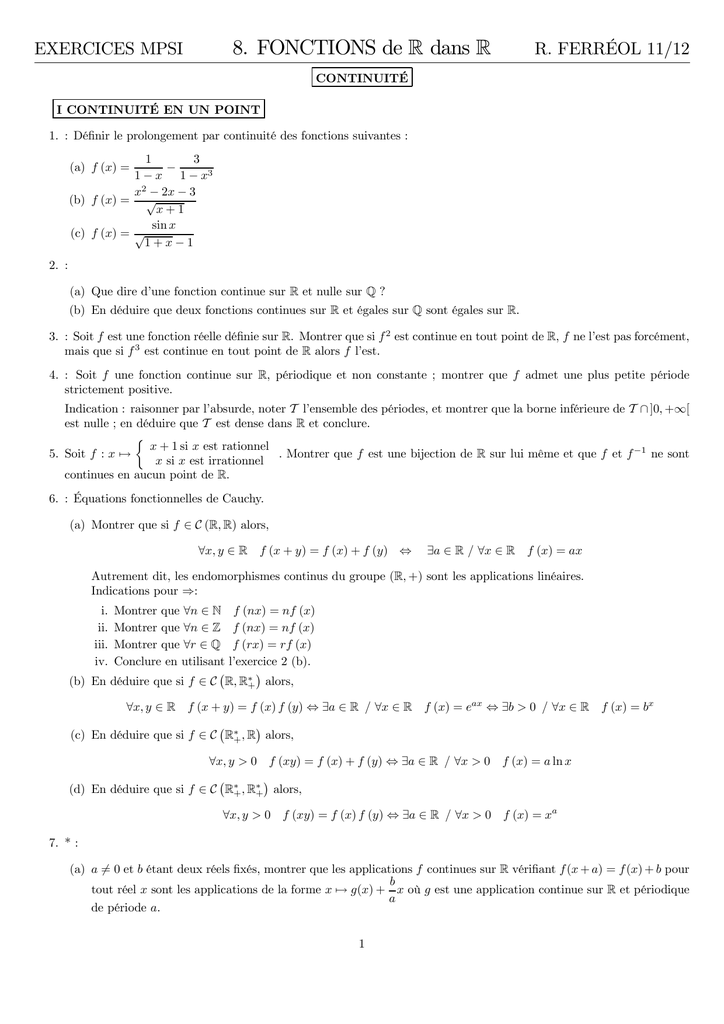 8 Fonctions De R Dans R