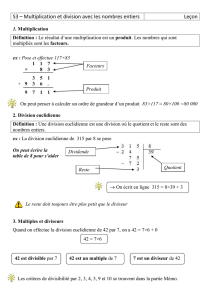 S3 – Multiplication et division avec les nombres entiers Leçon