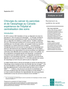 Chirurgie du cancer du pancréas et de l`oesophage au Canada