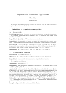 Exponentielles de matrices. Applications 1 Définitions