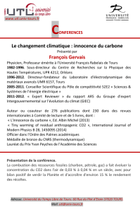 Le changement climatique : innocence du carbone François Gervais
