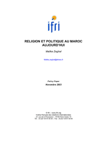 RELIGION ET POLITIQUE AU MAROC AUJOURD`HUI