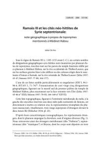 Ramsès III et les cités néo-hittites de Syrie septentrionale: