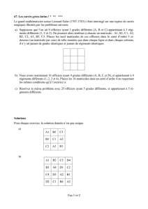 67. Les carrés gréco-latins ! * ** *** Le grand mathématicien suisse